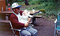 Ray and baby Michael (3 weeks old!) camping in La Pine, Oregon